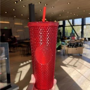 Starbucks China Red Studded Cup Bling Diamond Tumbler Venti New Overseas 2021